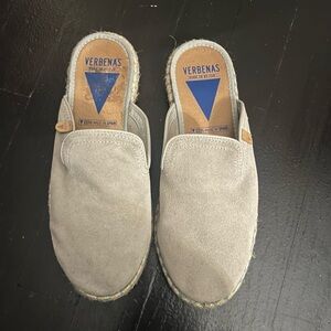 Verbenas Celia Suede Slip On Mule Slide Sandal Boho Hippie Taupe Size 7.5 or 38